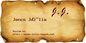 Jencs Júlia névjegykártya